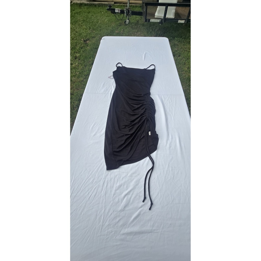 Inspired Hearts Womens Black Ruched Mini Dress Size Medium